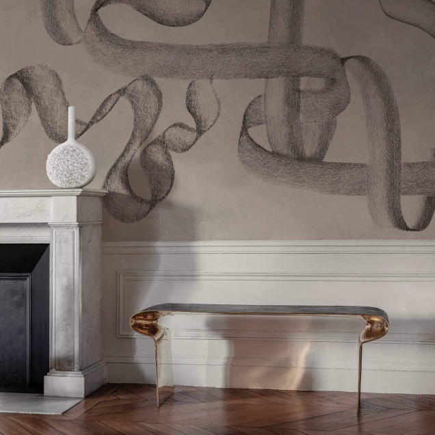 Tapet decorativ cu model abstract elegant într-un living modern