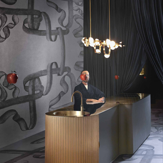 Tapet decorativ cu model abstract elegant într-un living modern