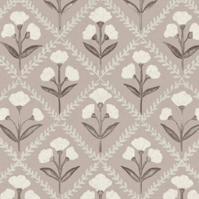 Tapet floral taupe într-o baie elegantă