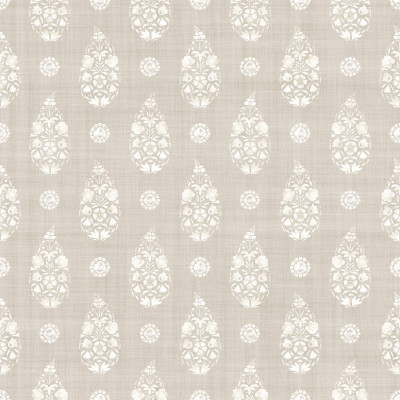 Tapet cu model paisley taupe într-un dormitor