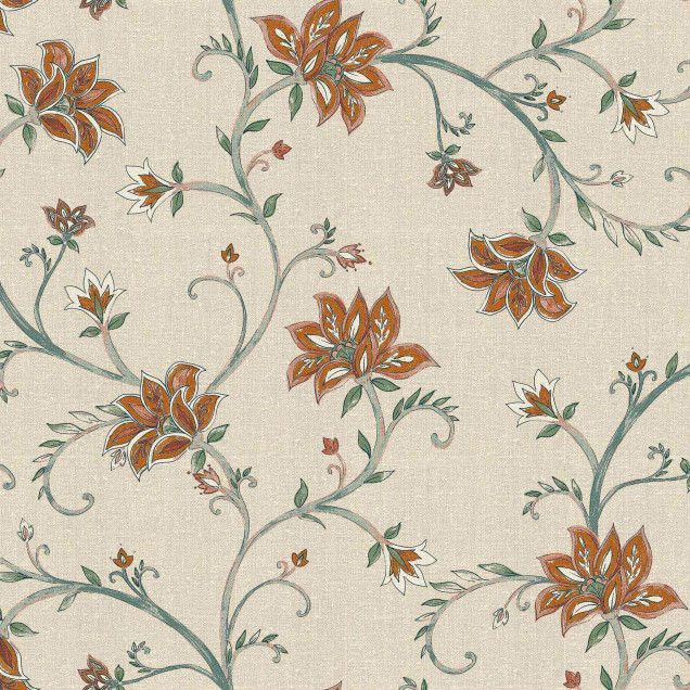 Tapet floral cu motive delicate pe fundal crem