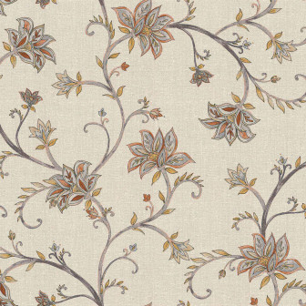 Tapet floral cu design delicat într-o baie vintage