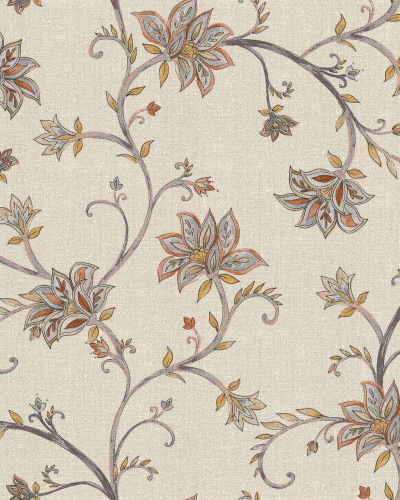 Tapet floral cu design delicat într-o baie vintage