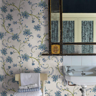 Tapet floral albastru cu design elegant