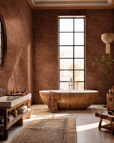Tapet lavabil cu relief, cu un model subtil si elegant, in nuanta burgundy