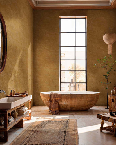 Tapet lavabil Rif Relief, Sienna cu un model elegant, fin, ce imita textura tesaturilor.