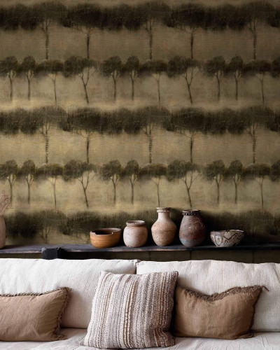 Ourika Trees, Pistachio -  cu design elegant de copaci, pe un fundal în tonuri de pistac