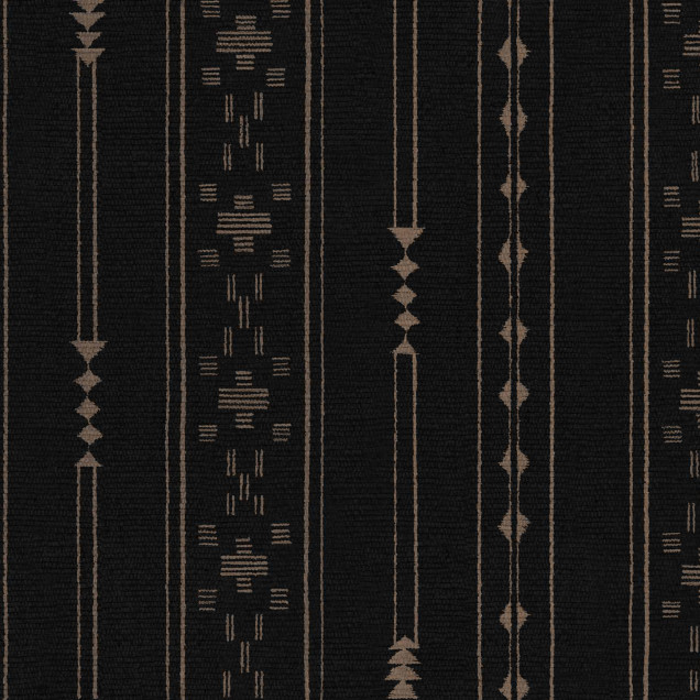 Tapet lavabil cu design modern în dungi subtile, Tifinagh Script, Night, pe un perete din living, lângă un canapea cu perne, lângă o vază.