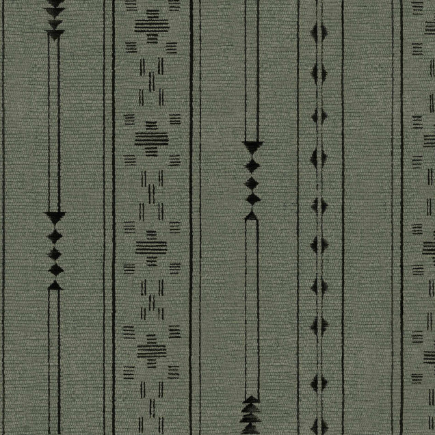 Tapet lavabil cu design geometric, nuanță de verde închis, inspirat de inscripții Tifinagh