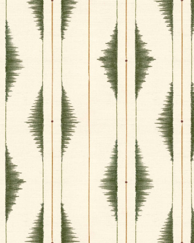 Tapet lavabil cu model geometric Azilal Embroidery, Leaves, Coordonne, cu frunze verzi pe un fundal crem, în bucătărie