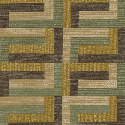 Tapet lavabil cu design geometric modern in nuante de verde si maro, ideal pentru dormitor.
