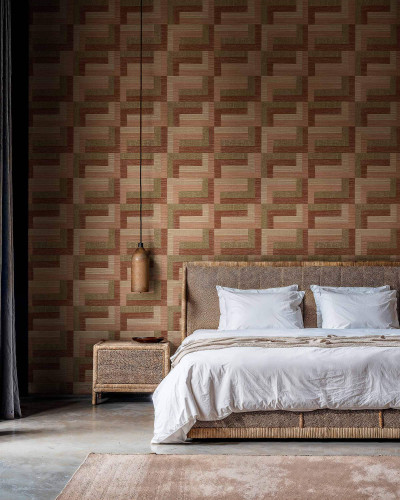 Tapet lavabil cu model geometric, Hennna Art, Rose, Coordonne, perfect pentru a crea un spațiu modern, confortabil și primitor.