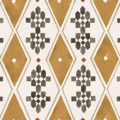 Tapet lavabil Beldi Rugs, Curry, cu un model geometric elegant in culori calde de curry.