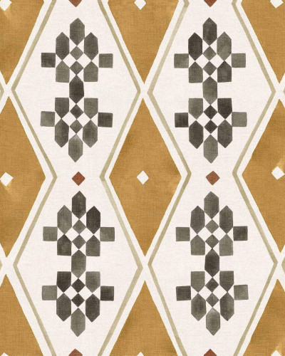 Tapet lavabil Beldi Rugs, Curry, cu un model geometric elegant in culori calde de curry.