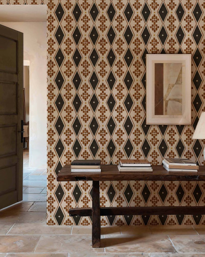 Tapet lavabil Beldi Rugs, Night, Coordonne cu model geometric de romburi