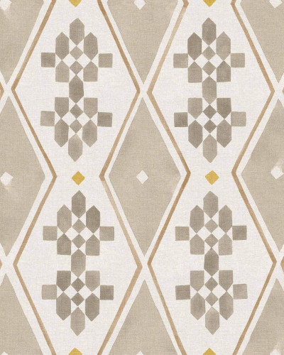 Tapet Beldi Rugs, Bone, cu model geometric, in nuante de bej si auriu