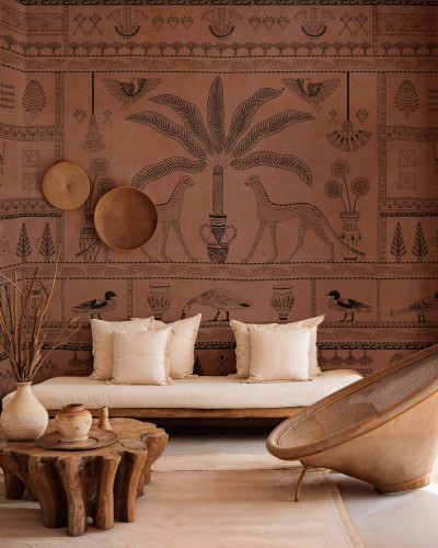 Tapet lavabil cu imprimeu exotic marocan, Asni Valley, Clay, Coordonne