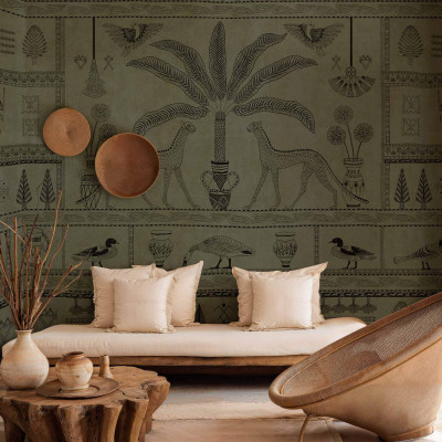 Tapet lavabil Asni Valley, Leaves, Coordonne cu un design exotic, inspirat din culturile antice.