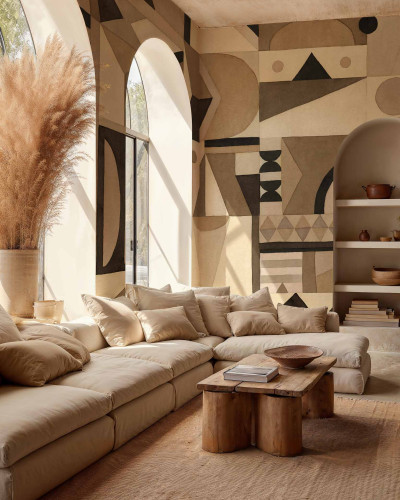 Tapet lavabil Amasigh Pottery, Sand, Coordonne, cu un design modern, cu un imprimeu artistic, este o alegere excelentă pentru a adăuga o notă de sofisticare și eleganță oricărei camere.