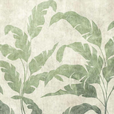 Tapet lavabil cu design minimalist, cu frunze de palmier în nuanțe de verde.