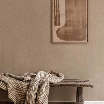 Tapet bej cu design geometric minimalist