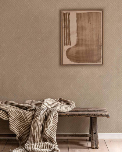 Tapet bej cu design geometric minimalist