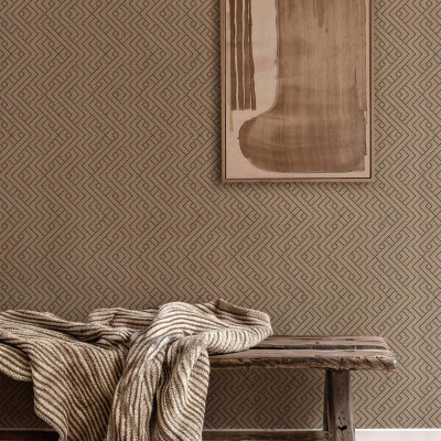 Tapet lavabil Interwoven, Mole, Coordonne cu design geometric modern, în nuanțe neutre.