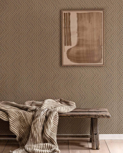 Tapet lavabil Interwoven, Mole, Coordonne cu design geometric modern, în nuanțe neutre.