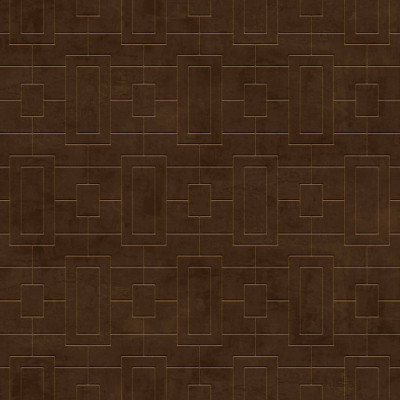 Tapet lavabil cu design geometric Fretwork Chocolate, maro închis