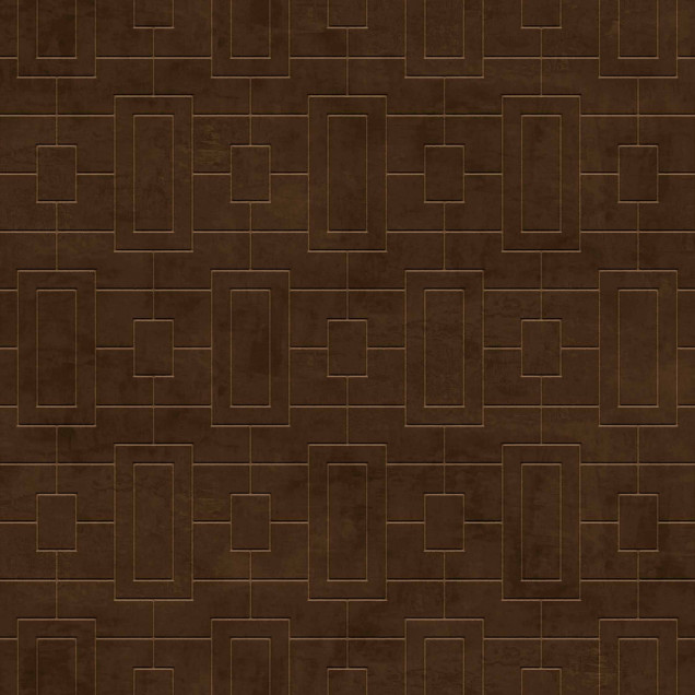 Tapet lavabil cu design geometric Fretwork Chocolate, maro închis