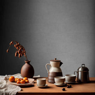 Tapet lavabil Fretwork, Concrete cu model geometric subtil, ideal pentru un interior modern si sofisticat