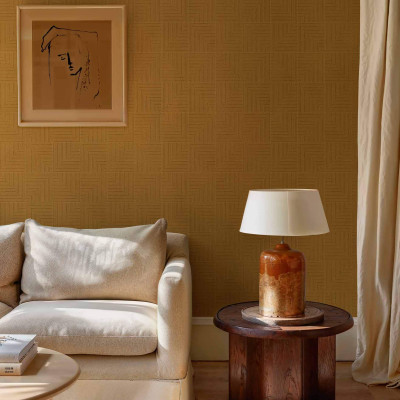 Tapet lavabil cu design geometric modern, culoare Curry calda si bogata