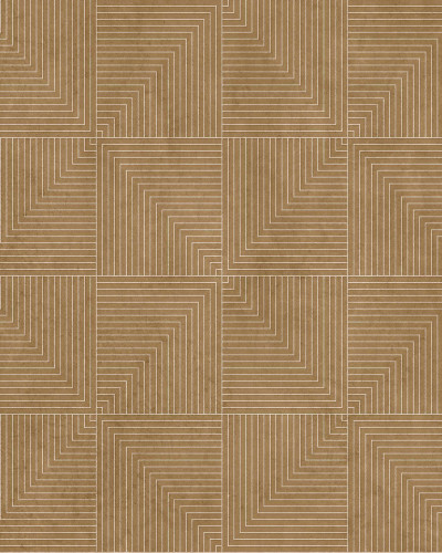 Tapet geometric bej lavabil, cu patrate albe pe un fundal bej, perfect pentru living sau dormitor.
