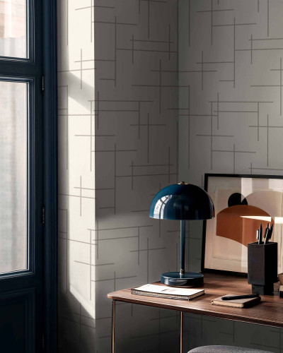 Tapet cu design geometric modern in camera amenajata