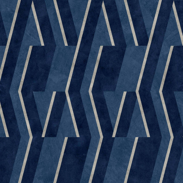 Tapet geometric albastru ultramarin