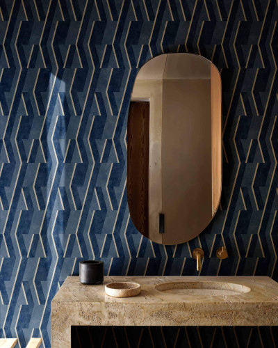 Tapet geometric albastru ultramarin