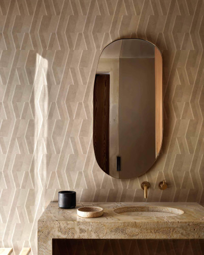 Tapet cu design geometric modern, aspect piatra, ideal pentru decorarea interioară