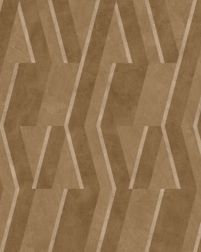 Tapet geometric în nuanțe de nisip într-o baie modernă