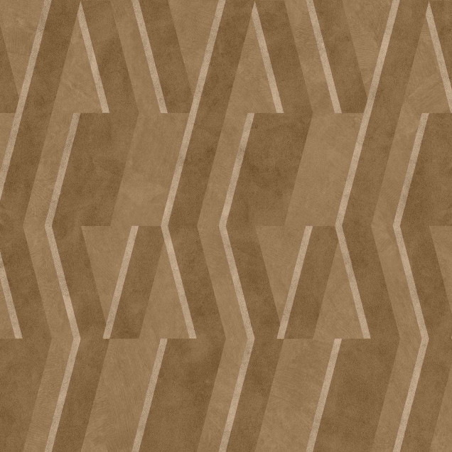 Tapet geometric în nuanțe de nisip într-o baie modernă