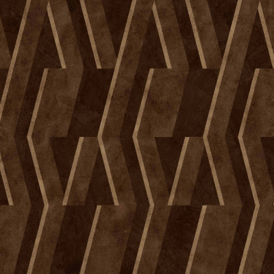 Tapet geometric maro ciocolată într-o baie modernă