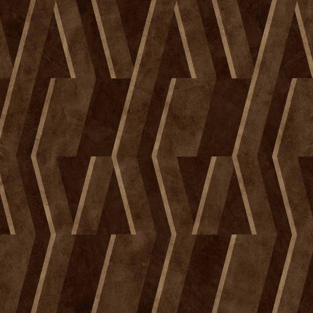Tapet geometric maro ciocolată într-o baie modernă