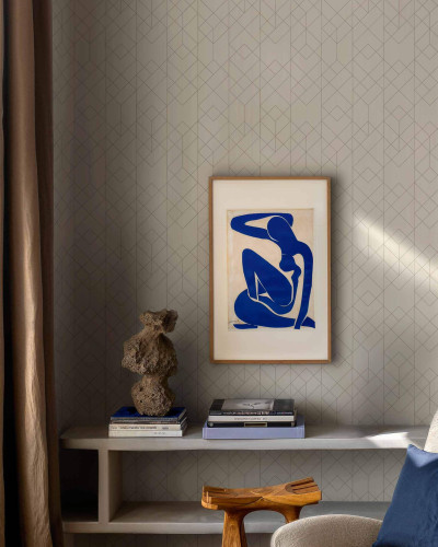 Tapet cu model geometric în living elegant