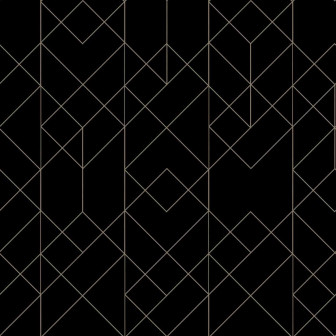 Tapet geometric negru cu romburi aurii într-un interior modern