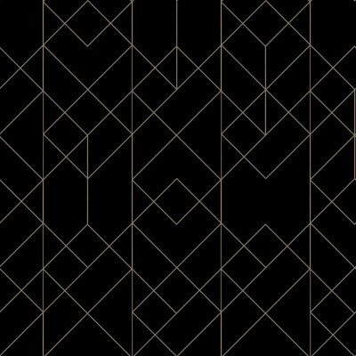 Tapet geometric negru cu romburi aurii într-un interior modern
