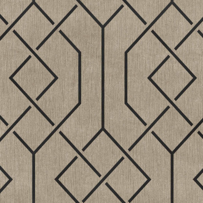Tapet geometric maro în dormitor modern