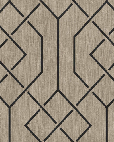 Tapet geometric maro în dormitor modern