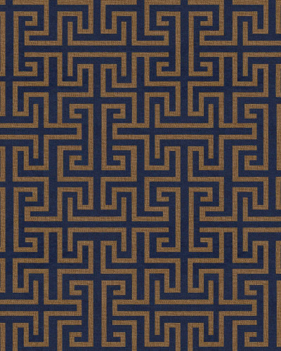 Tapet geometric ultramarin și auriu
