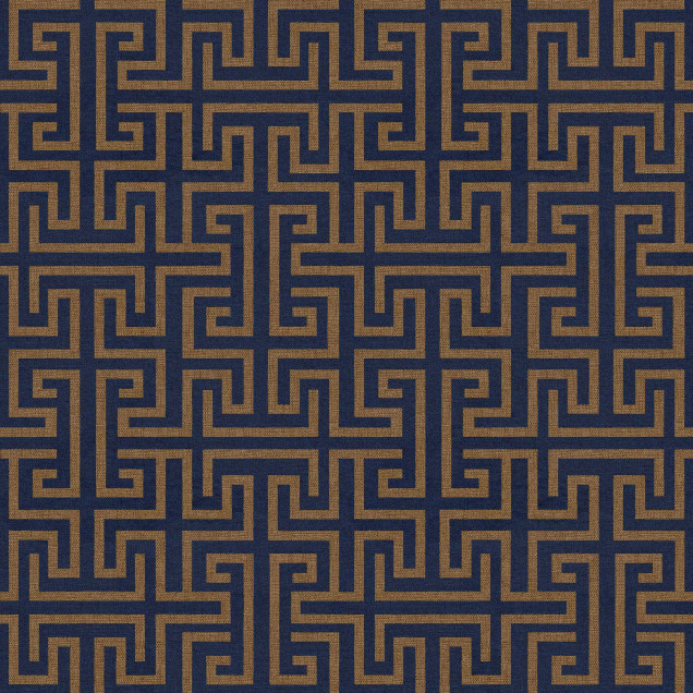 Tapet geometric ultramarin și auriu