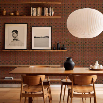 Tapet geometric maro în design interior modern