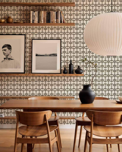 Tapet cu model grafic într-un interior modern